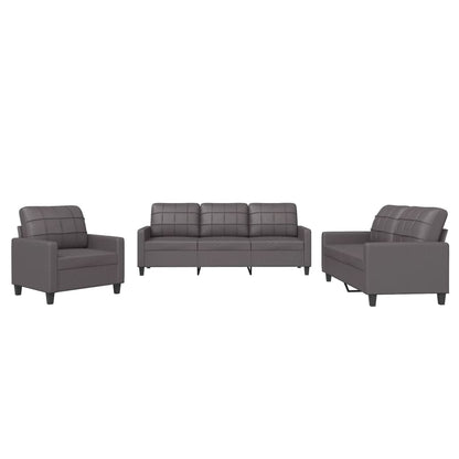 Set di Divani 3 pz con Cuscini Grigio in Similpelle - homemem39