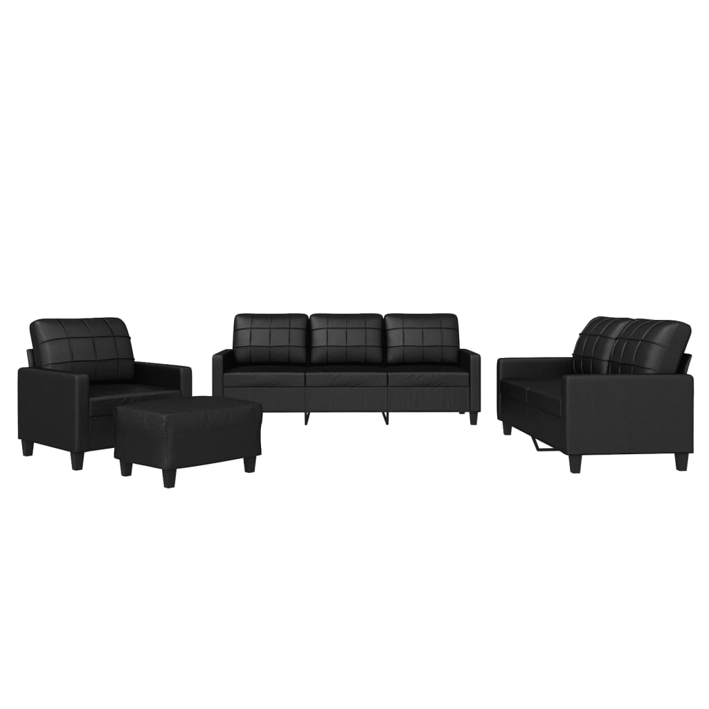 Set di Divani 4 pz con Cuscini Nero in Similpelle | homemem39