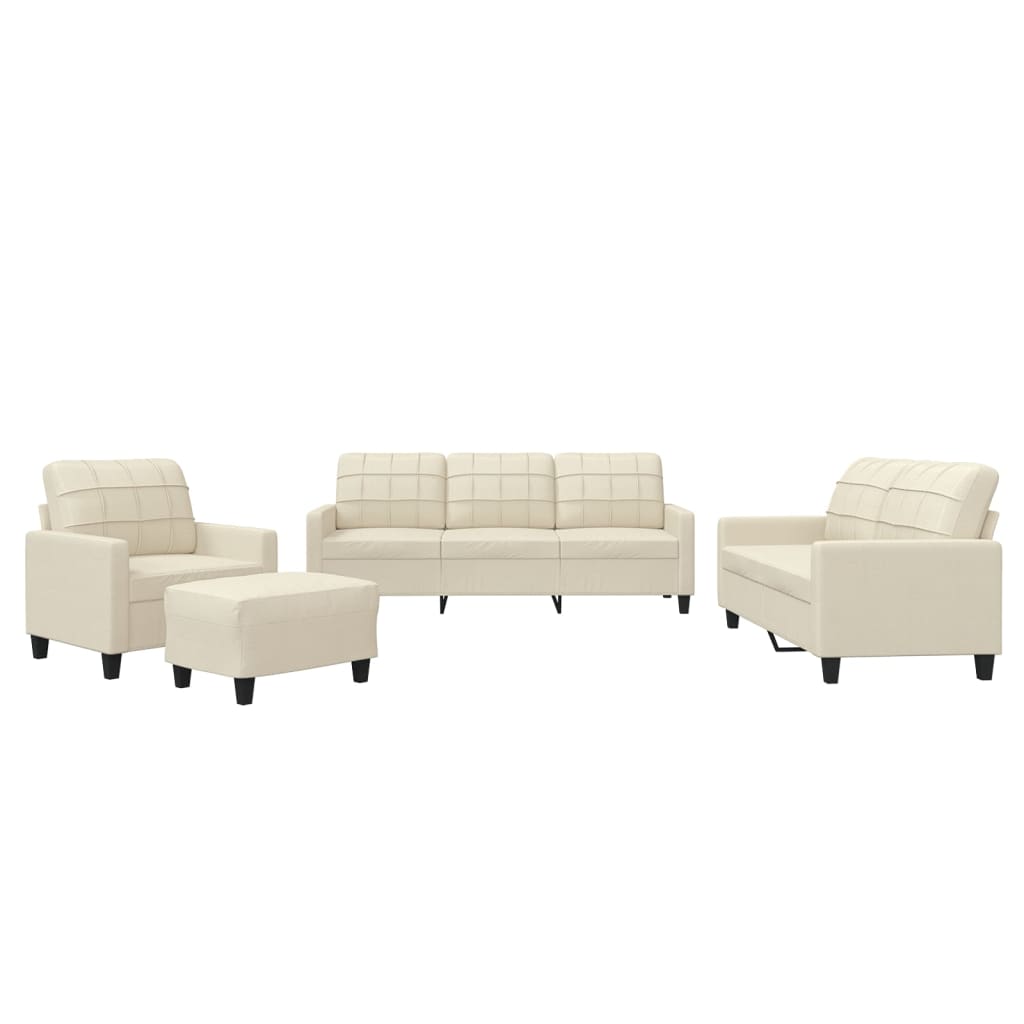 Set di Divani 4 pz con Cuscini crema in Similpelle | homemem39