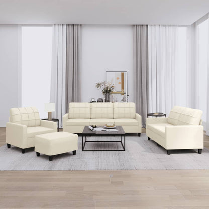 Set di Divani 4 pz con Cuscini crema in Similpelle | homemem39