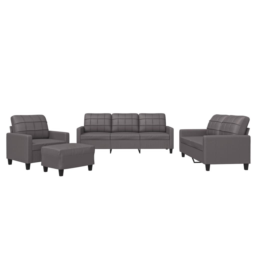 Set di Divani 4 pz con Cuscini Grigio in Similpelle | homemem39