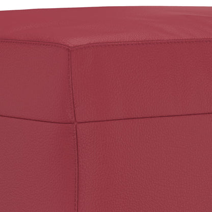 Set di Divani 4 pz con Cuscini Rosso Vino in Similpelle