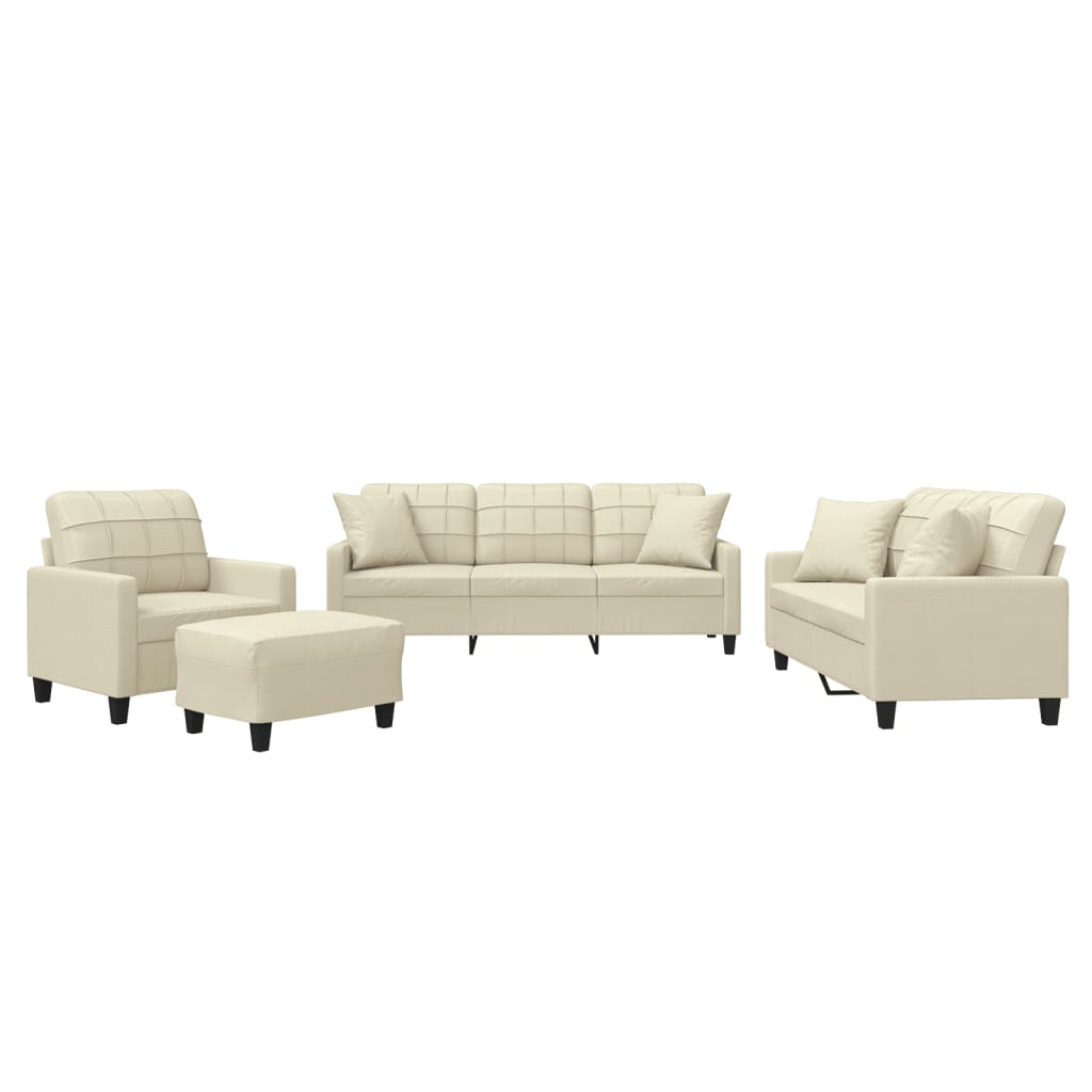 Set di Divani 4 pz con Cuscini Crema in Similpelle | homemem39