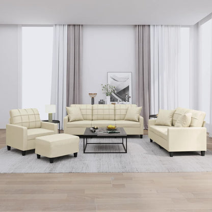 Set di Divani 4 pz con Cuscini Crema in Similpelle | homemem39