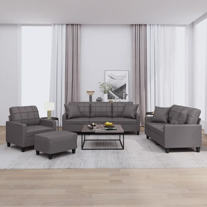 Set di Divani 4 pz con Cuscini Grigio in Similpelle - homemem39