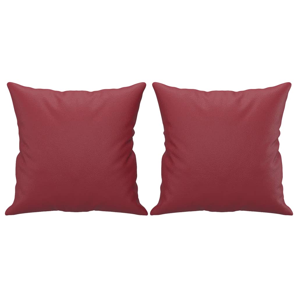 Set di Divani 4 pz con Cuscini Rosso Vino in Similpelle