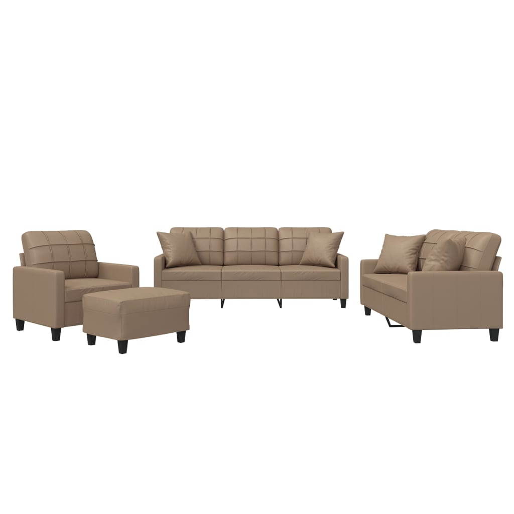 Set di Divani 4 pz con Cuscini Cappuccino in Similpelle | homemem39