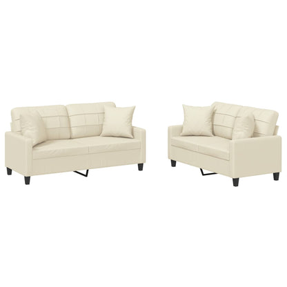 Set di Divani 2 pz con Cuscini Crema in Similpelle | homemem39