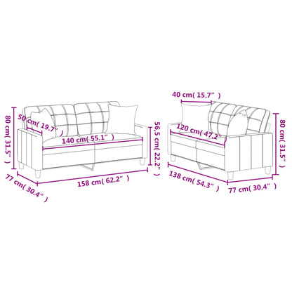 Set di Divani 2 pz con Cuscini Crema in Similpelle | homemem39