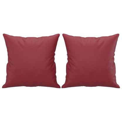 Set di Divani 2 pz con Cuscini Rosso Vino in Similpelle