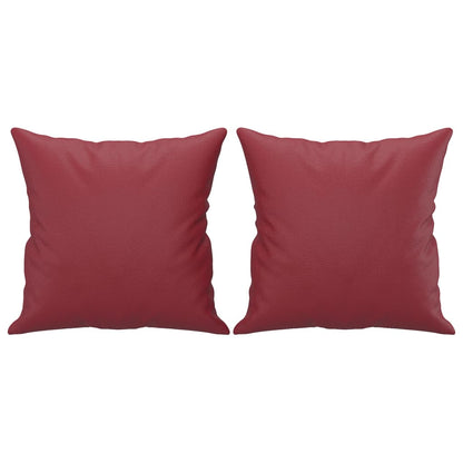 Set di Divani 3 pz con Cuscini Rosso Vino in Similpelle