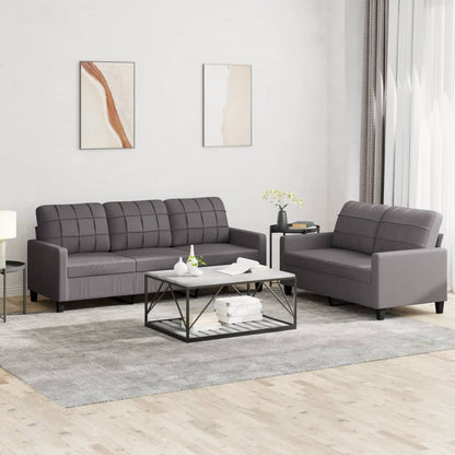 Set di Divani 2 pz con Cuscini Grigio in Similpelle - homemem39