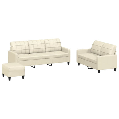 Set di Divani 3 pz con Cuscini crema in Similpelle | homemem39