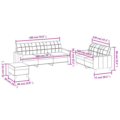 Set di Divani 3 pz con Cuscini crema in Similpelle | homemem39