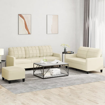 Set di Divani 3 pz con Cuscini crema in Similpelle | homemem39