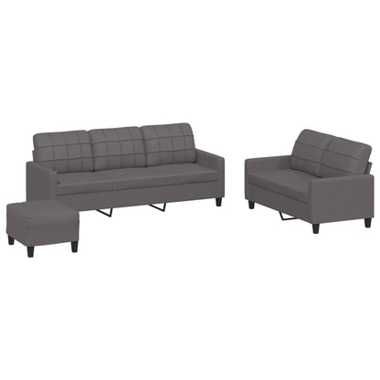 Set di Divani 3 pz con Cuscini Grigio in Similpelle - homemem39