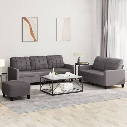 Set di Divani 3 pz con Cuscini Grigio in Similpelle | homemem39