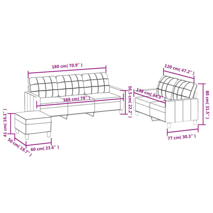 Set di Divani 3 pz con Cuscini cappuccino in Similpelle | homemem39
