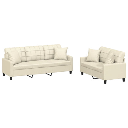 Set di Divani 2 pz con Cuscini Crema in Similpelle | homemem39