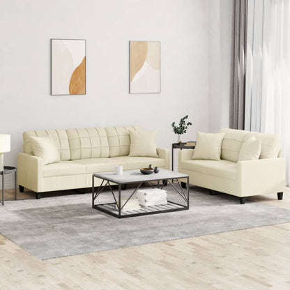 Set di Divani 2 pz con Cuscini Crema in Similpelle | homemem39