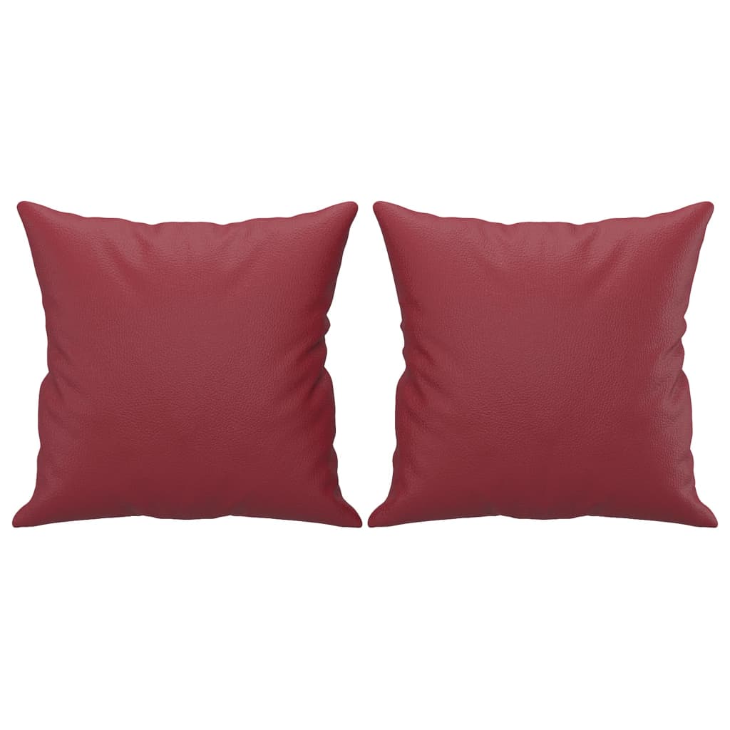 Set di Divani 2 pz con Cuscini Rosso Vino in Similpelle