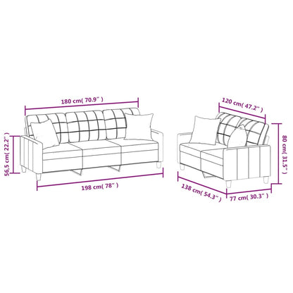 Set di Divani 2 pz con Cuscini Rosso Vino in Similpelle - homemem39