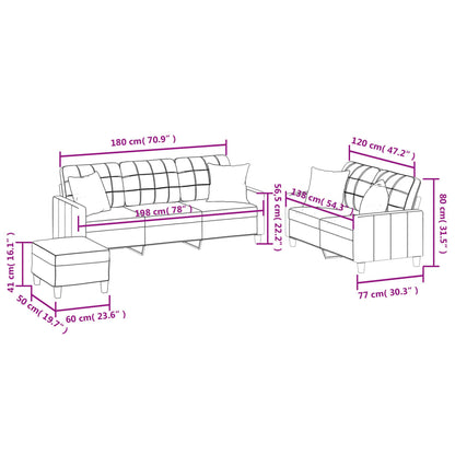 Set di Divani 3 pz con Cuscini Crema in Similpelle | homemem39