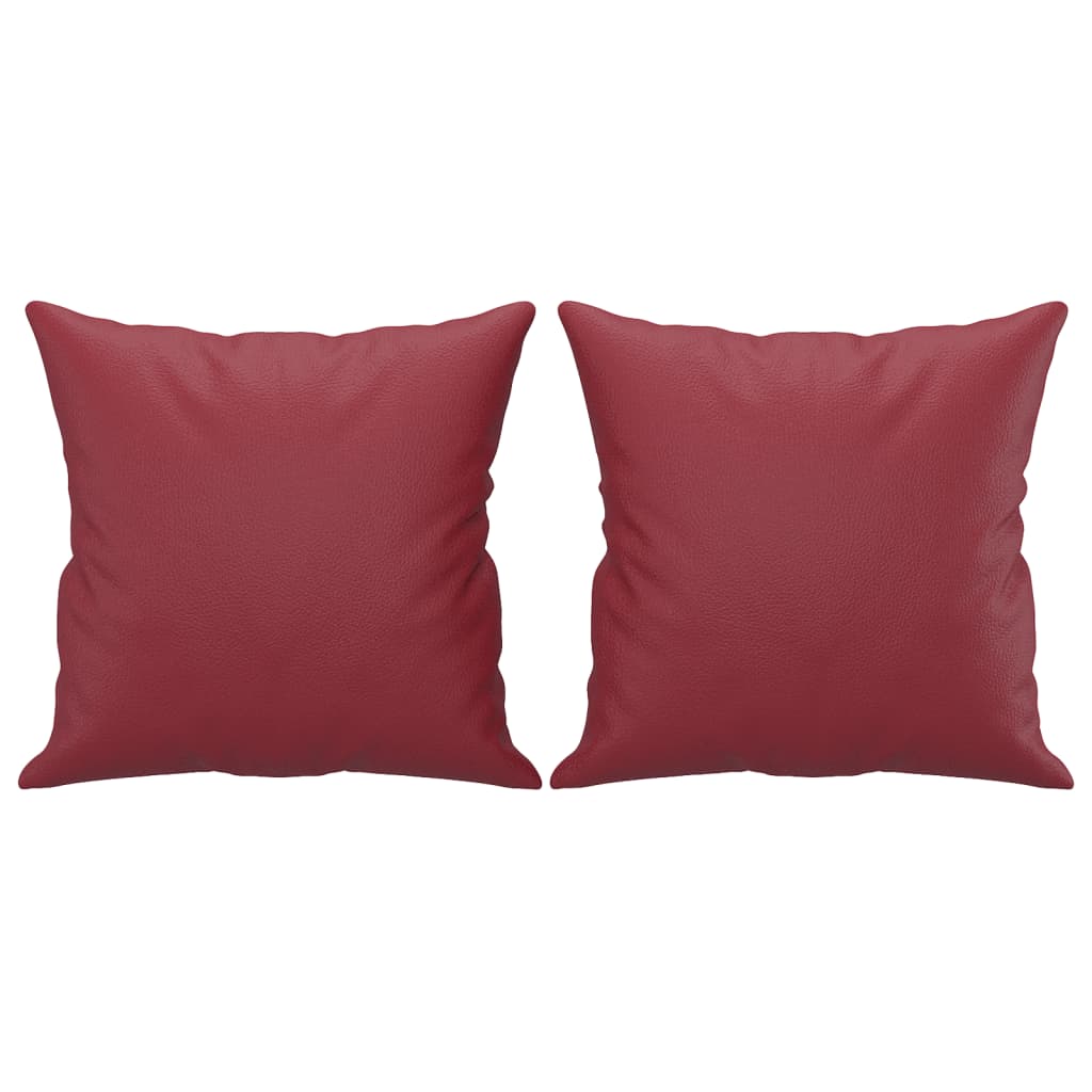 Set di Divani 3 pz con Cuscini Rosso Vino in Similpelle