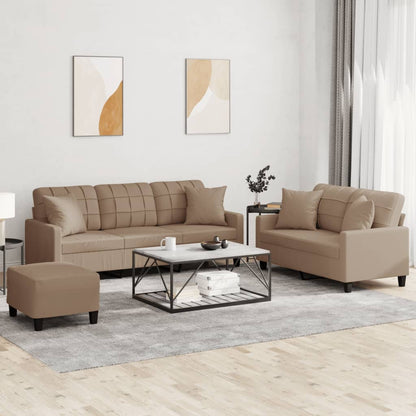 Set di Divani 3 pz con Cuscini Cappuccino in Similpelle | homemem39