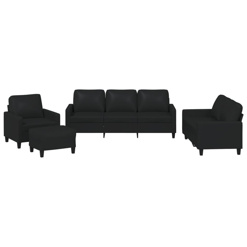 Set di Divani 4 pz con Cuscini Nero in Similpelle | homemem39