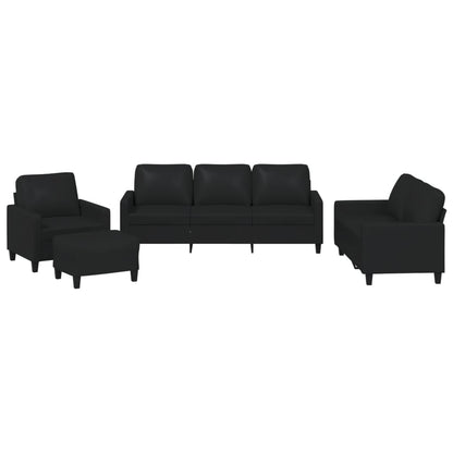 Set di Divani 4 pz con Cuscini Nero in Similpelle | homemem39