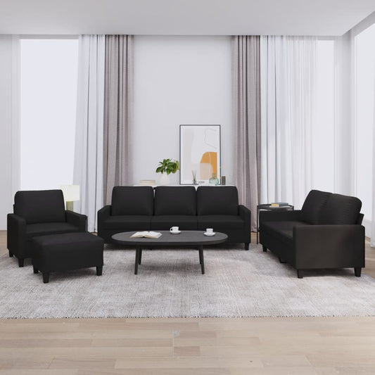 Set di Divani 4 pz con Cuscini Nero in Similpelle | homemem39