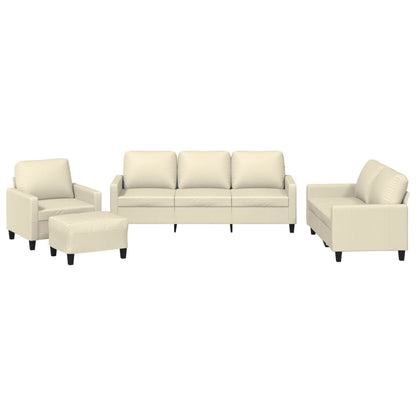 Set di Divani 4 pz con Cuscini crema in Similpelle | homemem39