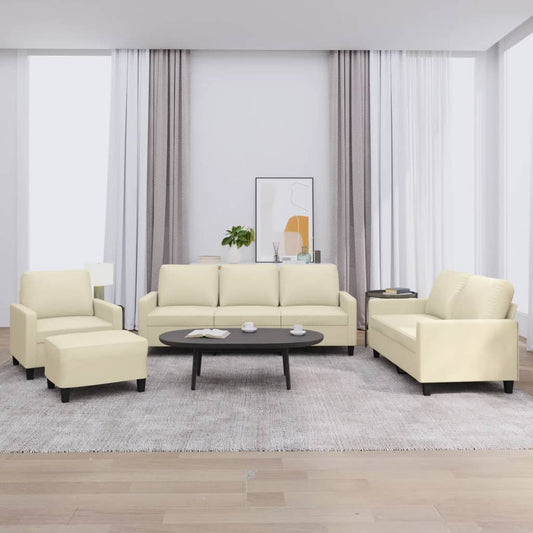 Set di Divani 4 pz con Cuscini crema in Similpelle | homemem39