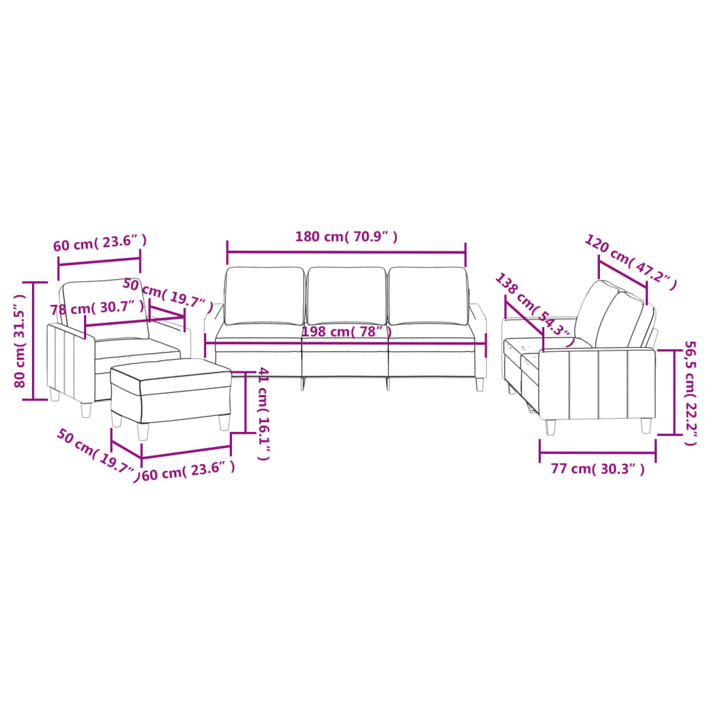 Set di Divani 4 pz con Cuscini Grigio in Similpelle | homemem39