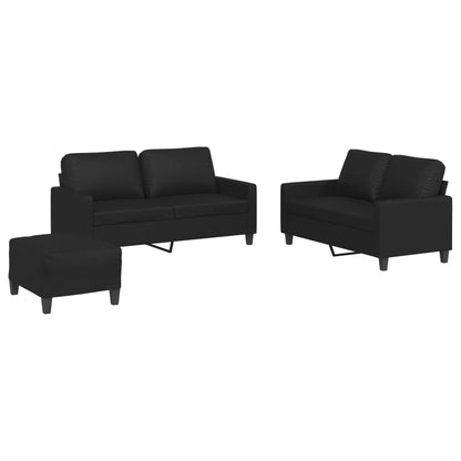 Set di Divani 3 pz con Cuscini Nero in Similpelle - homemem39