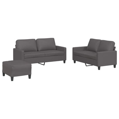 Set di Divani 3 pz con Cuscini Grigio in Similpelle - homemem39