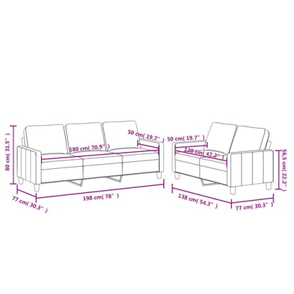 Set di Divani 2 pz con Cuscini crema in Similpelle