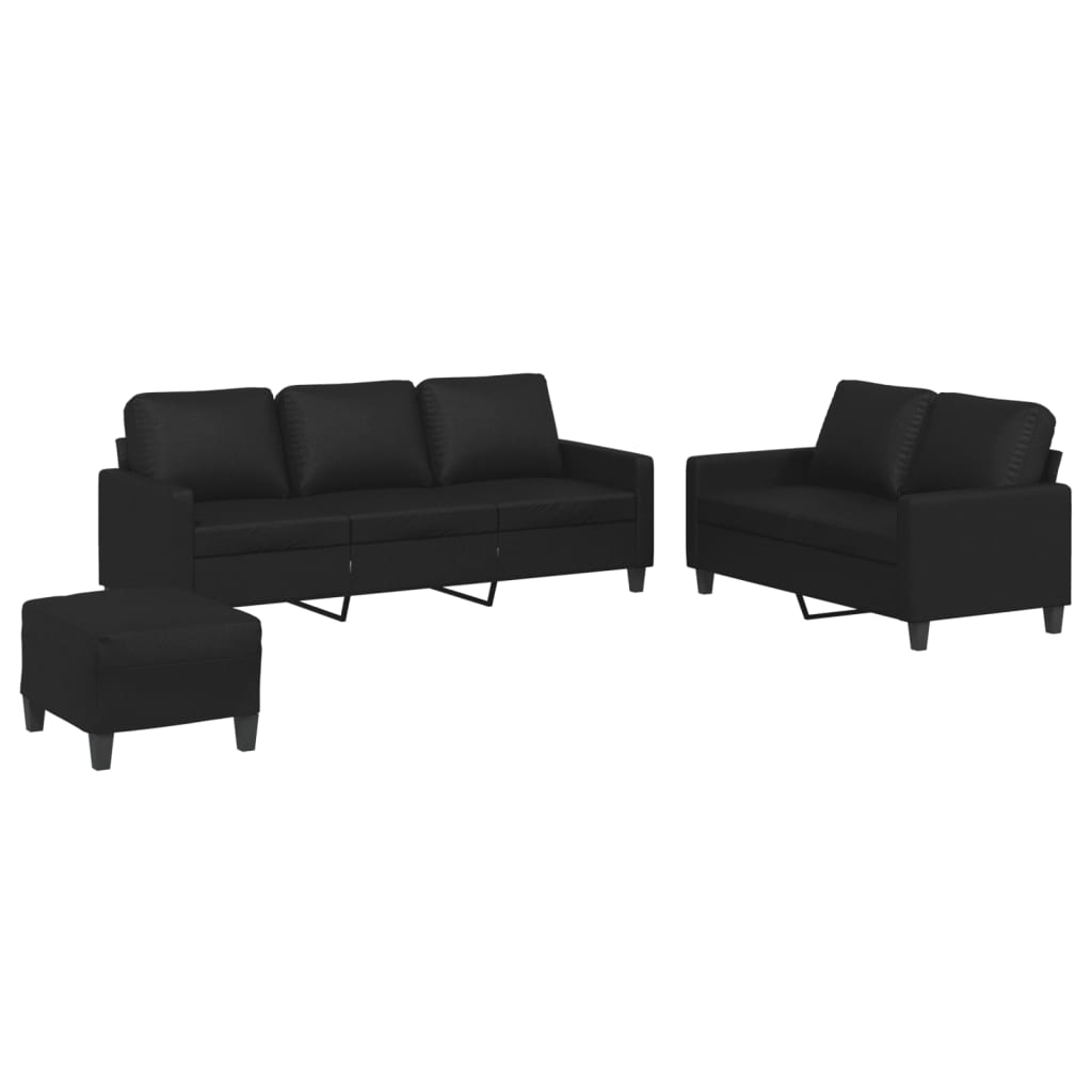 Set di Divani 3 pz con Cuscini Nero in Similpelle - homemem39