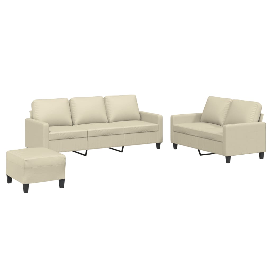 Set di Divani 3 pz con Cuscini crema in Similpelle | homemem39