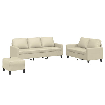 Set di Divani 3 pz con Cuscini crema in Similpelle | homemem39