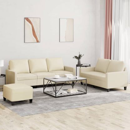 Set di Divani 3 pz con Cuscini crema in Similpelle | homemem39