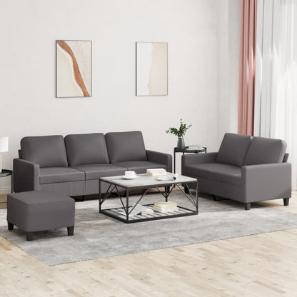 Set di Divani 3 pz con Cuscini Grigio in Similpelle | homemem39