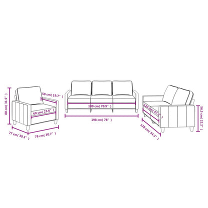 Set di Divani 3 pz con Cuscini Crema in Tessuto - homemem39