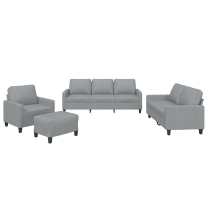 Set di Divani 4 pz con Cuscini Grigio Chiaro in Tessuto - homemem39