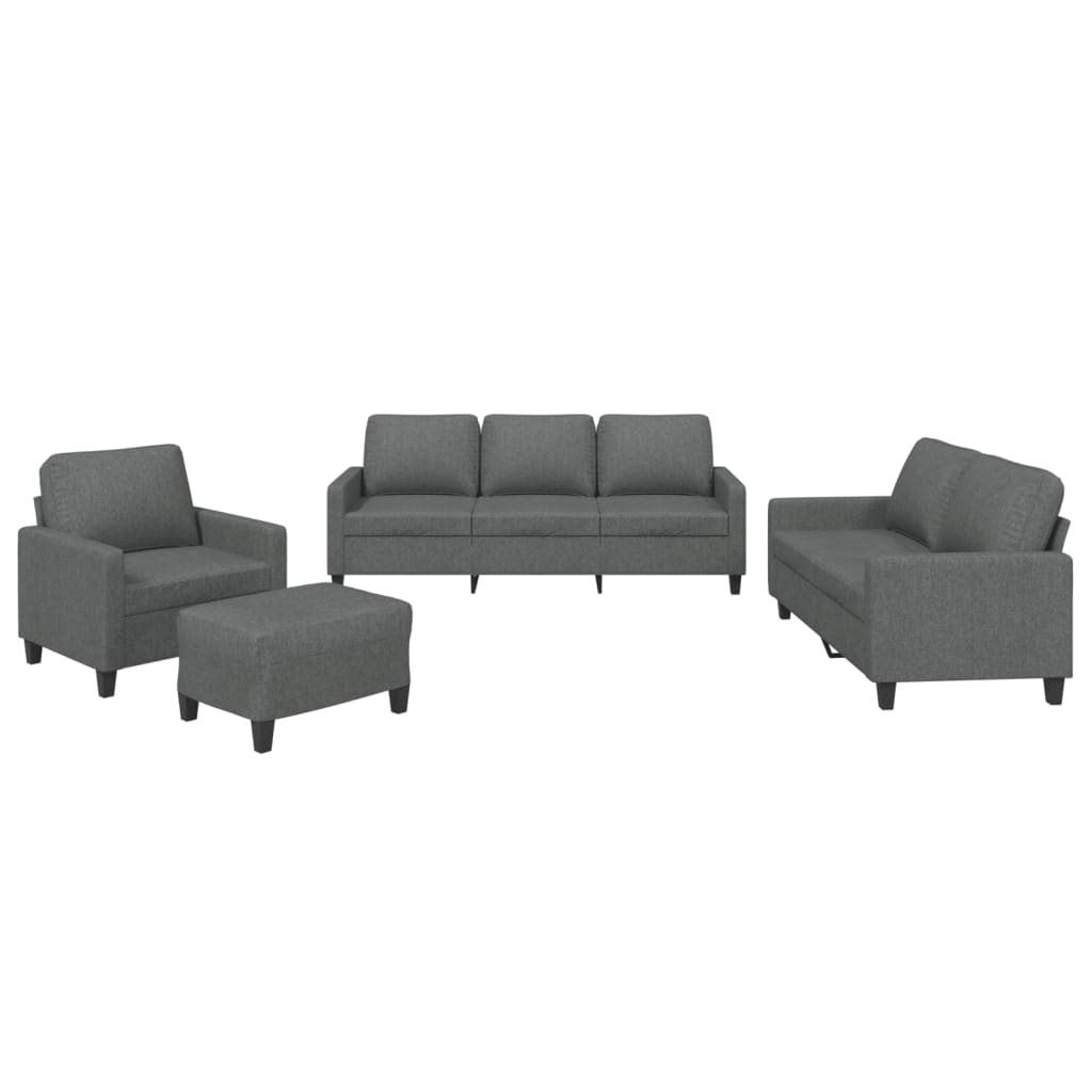 Set di Divani 4 pz con Cuscini Grigio Scuro in Tessuto | homemem39