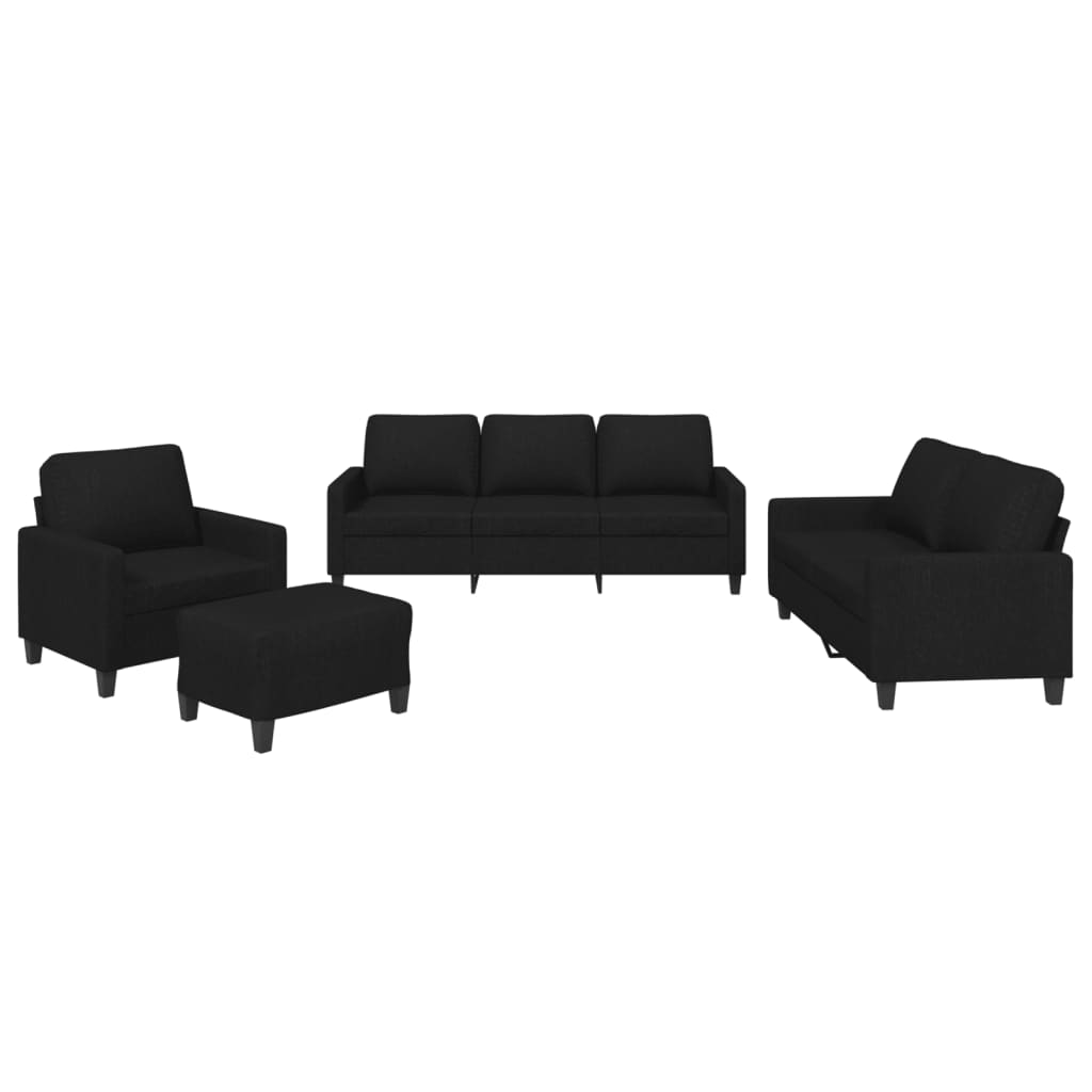 Set di Divani 4 pz con Cuscini Nero in Tessuto - homemem39