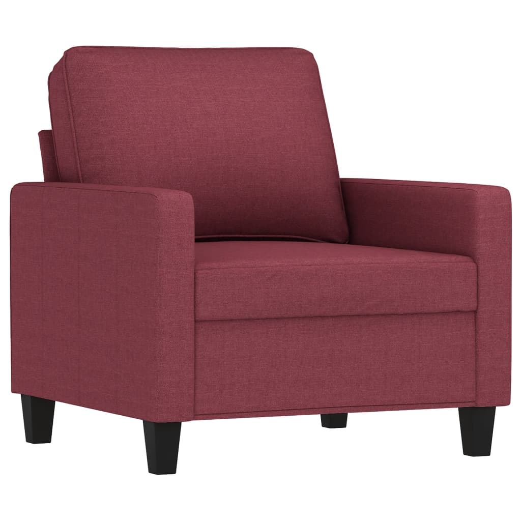 Set di Divani 4 pz con Cuscini Rosso Vino in Tessuto | homemem39