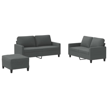Set di Divani 3 pz con Cuscini Grigio Scuro in Tessuto | homemem39
