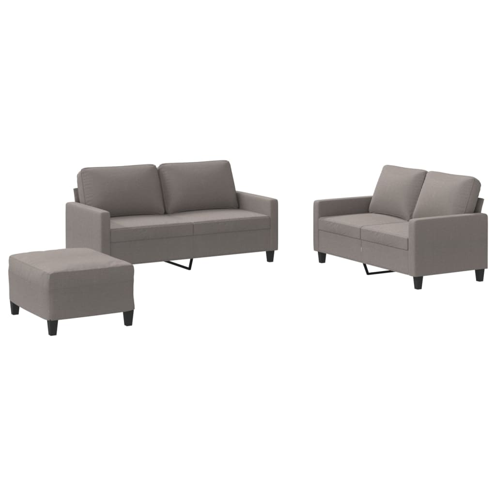 Set di Divani 3 pz con Cuscini Tortora in Tessuto | homemem39